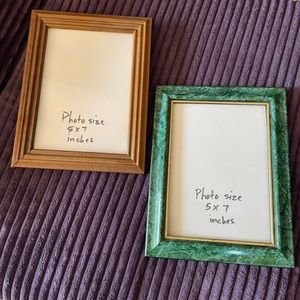 Two picture frames that fit 5” x 7” photos